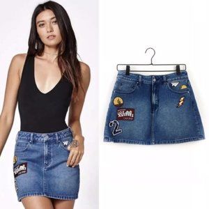 ⬇️ PacSun | Embroidered Patch Denim Mini Skirt 27